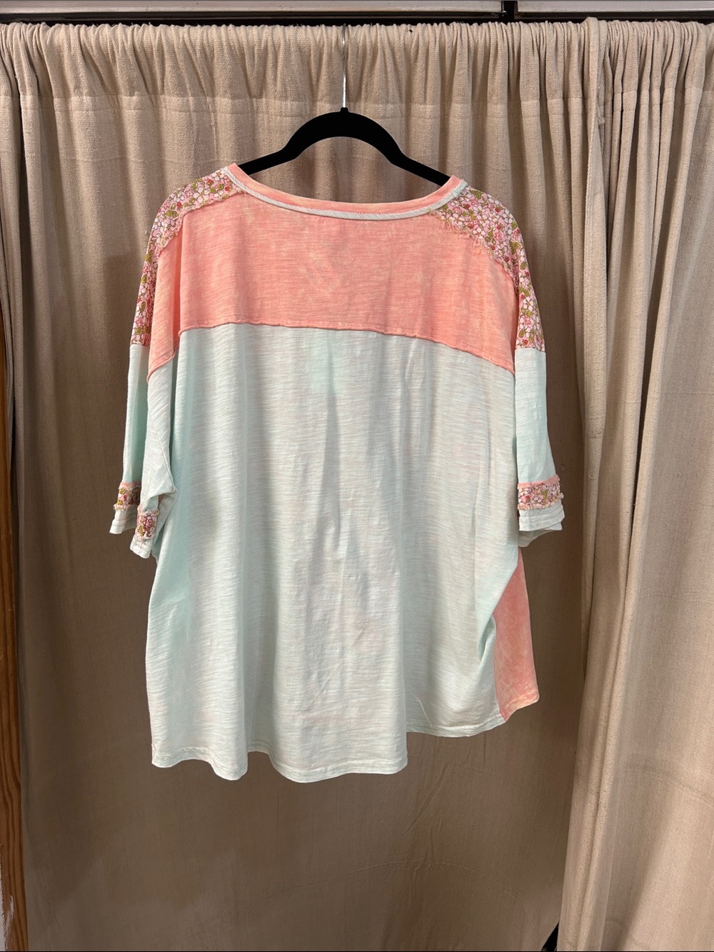 Sage + Fig Pink Floral Patch Oversized Top - Picture 2 of 4